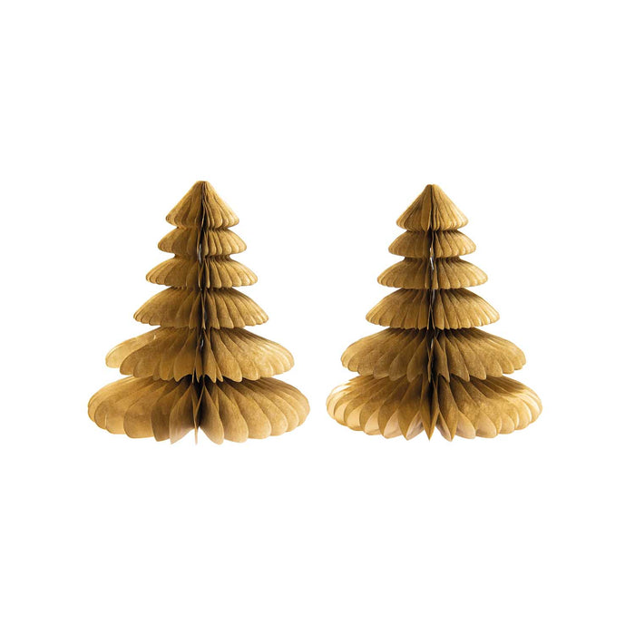 2er Set Papier Tannenbaum, gold