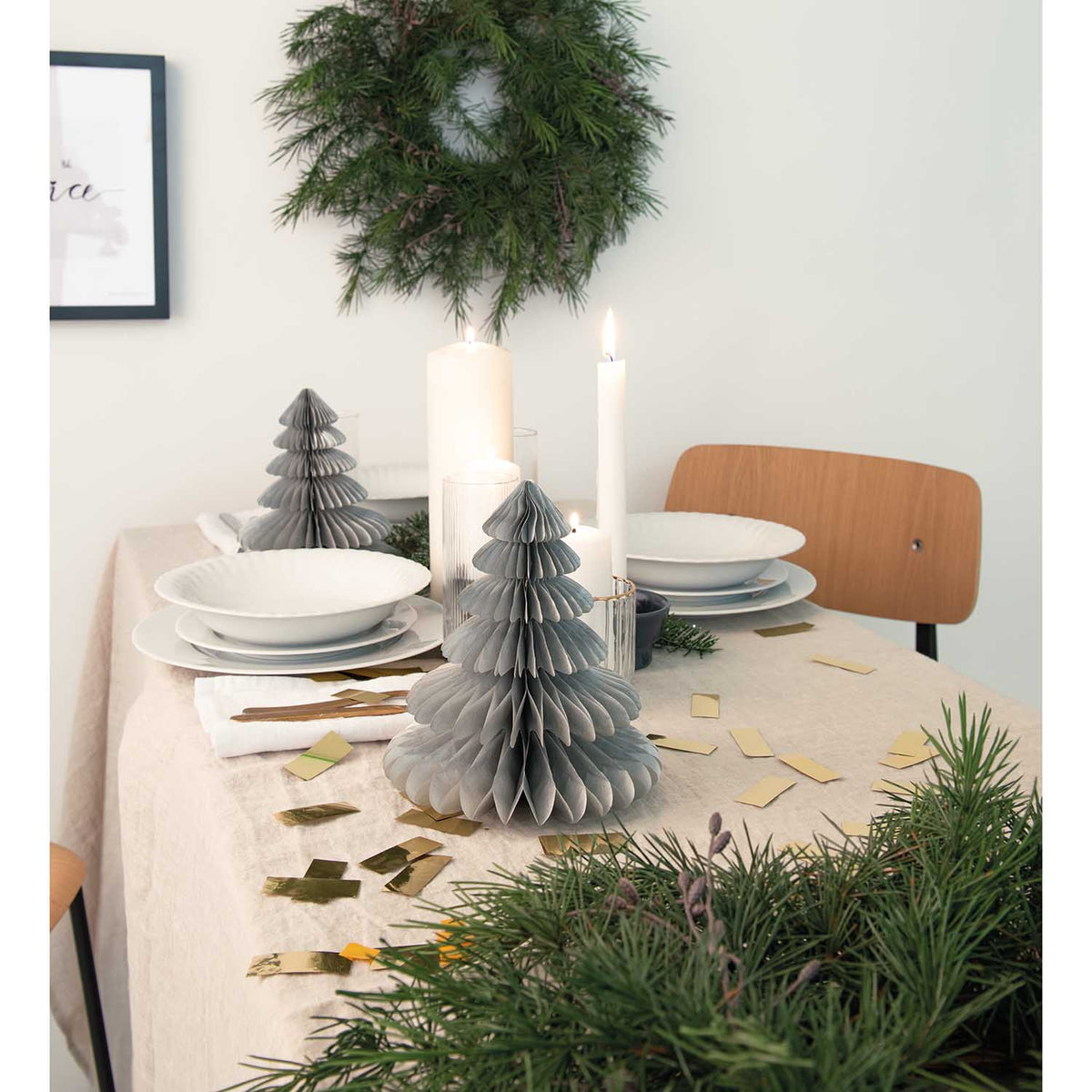 2er Set Papier Tannenbaum, silber