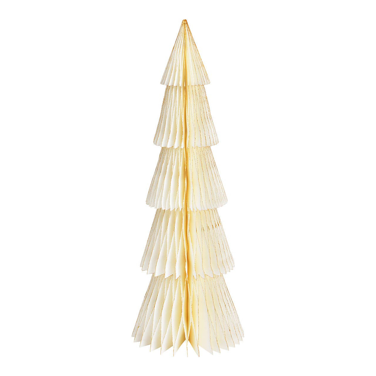 Aufsteller Tannenbaum mit Glitter aus Papier/Pappe weiß, creme