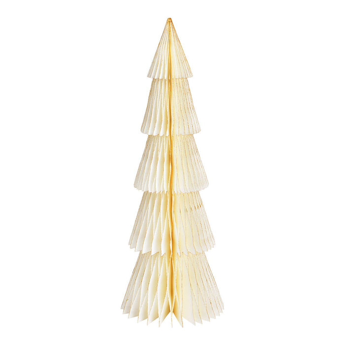 Aufsteller Tannenbaum mit Glitter aus Papier/Pappe weiß, creme