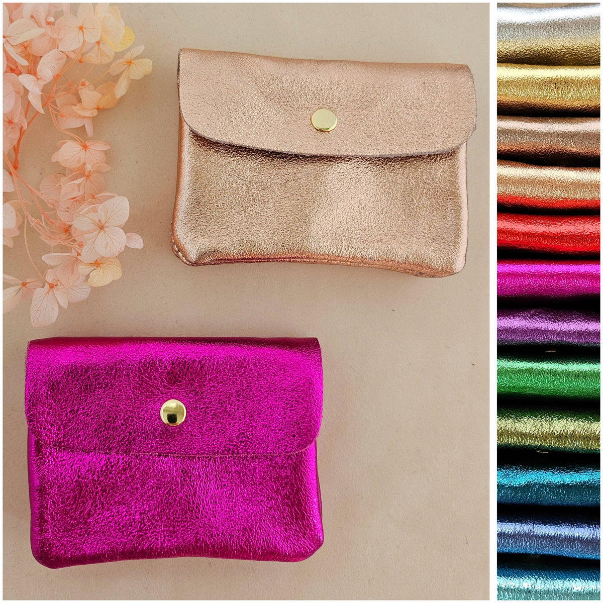 Portemonnaie aus Leder, metallic, Geldbörse