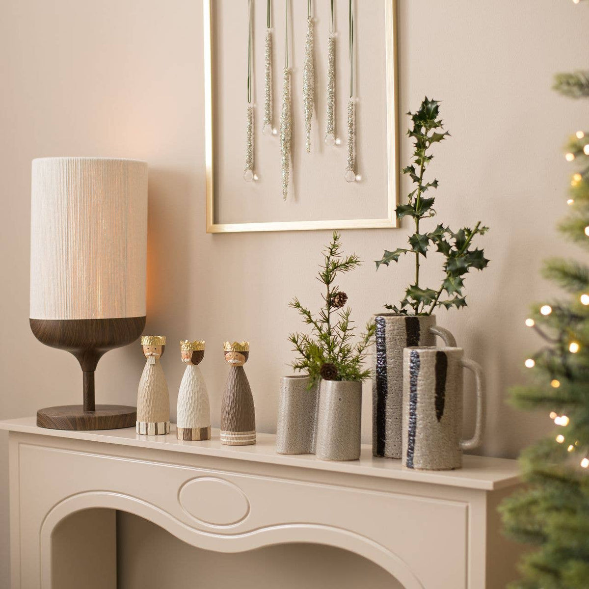 Vase aus Steingut Beige