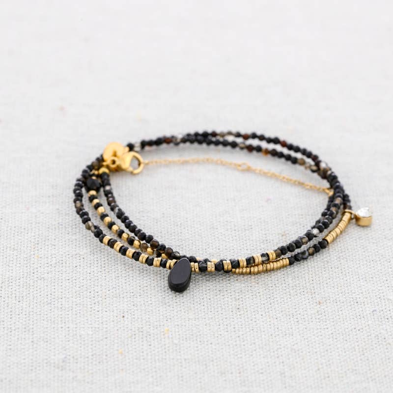 Edelstahlarmband Dreifach Wickelsteine