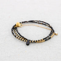 Edelstahlarmband Dreifach Wickelsteine