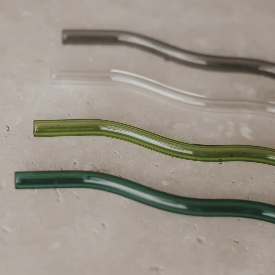 Strohhalme grün aus Glas | 4er Set