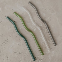 Strohhalme grün aus Glas | 4er Set