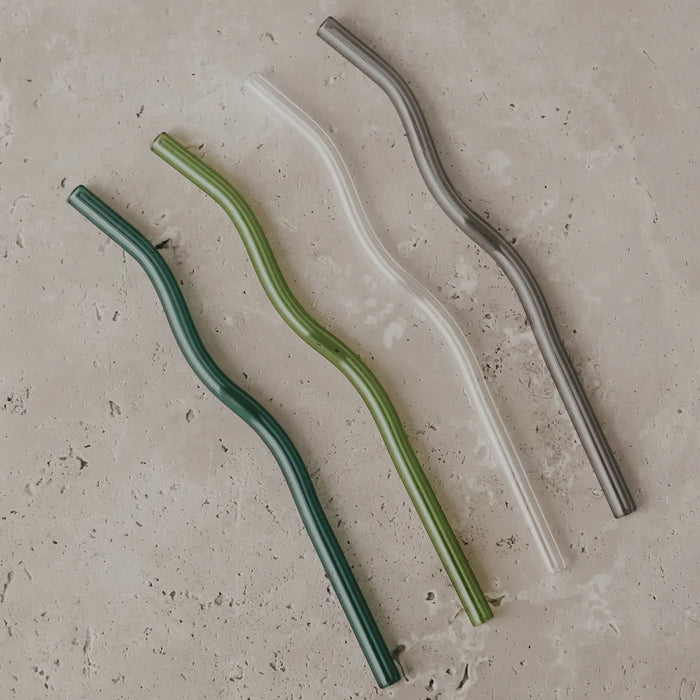 Strohhalme grün aus Glas | 4er Set