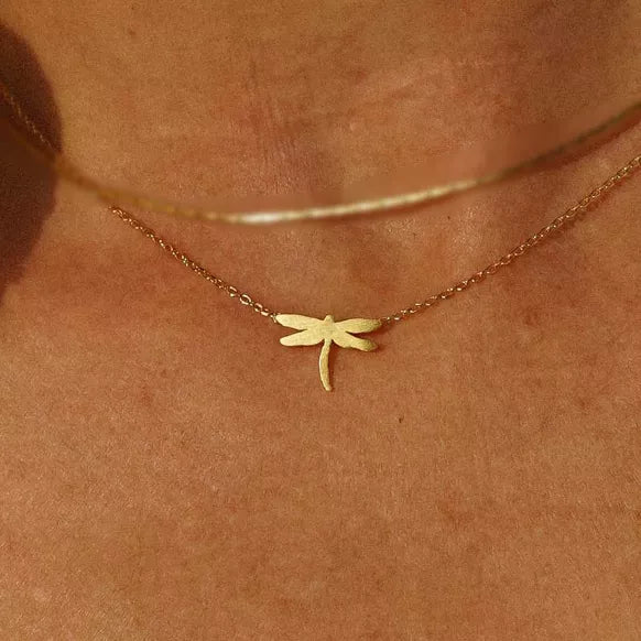 Halskette mit Libelle - gold