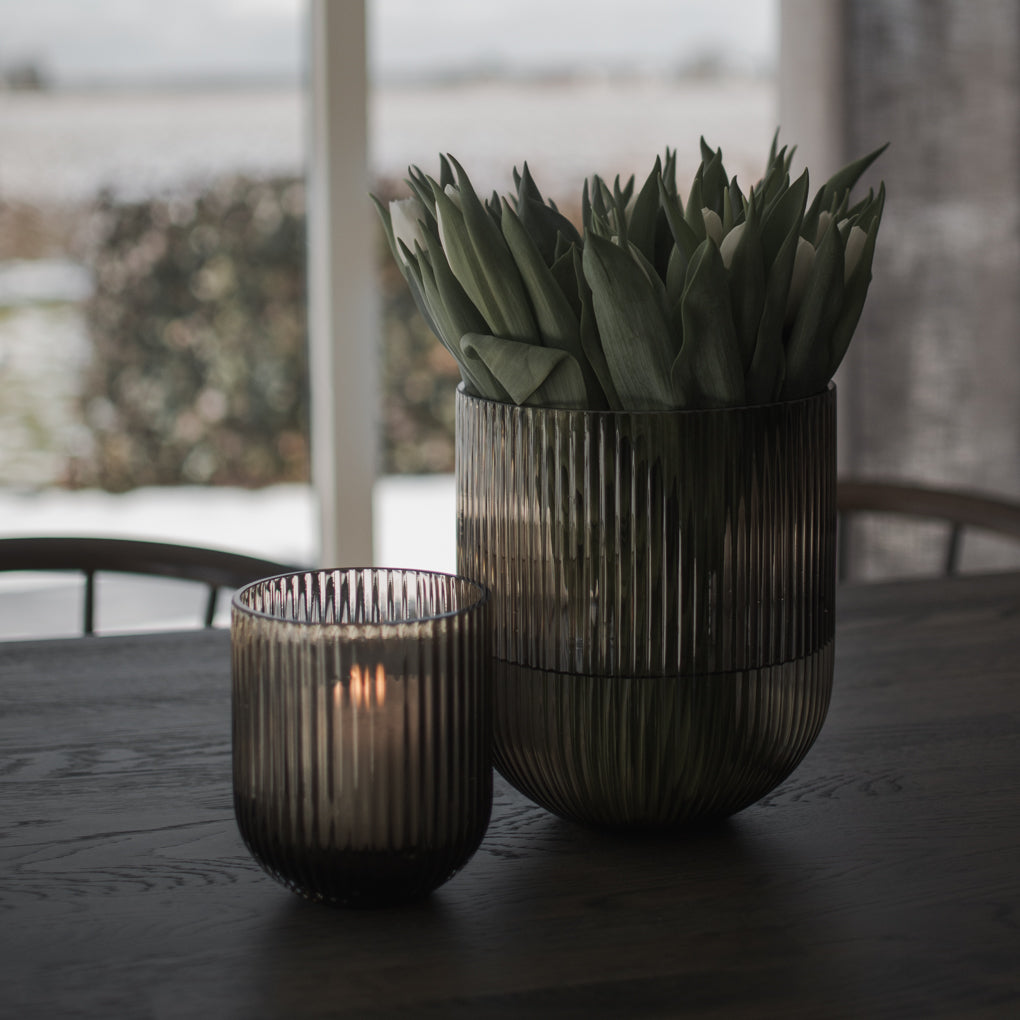 Vase und Windlicht Stripe