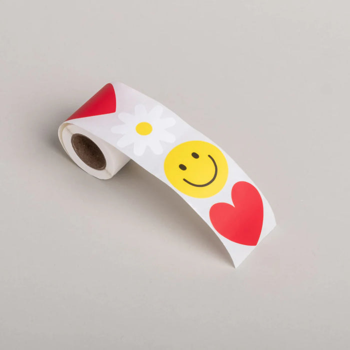 Aufkleber, Sticker Rolle (Smiley, Herz, Daisy)