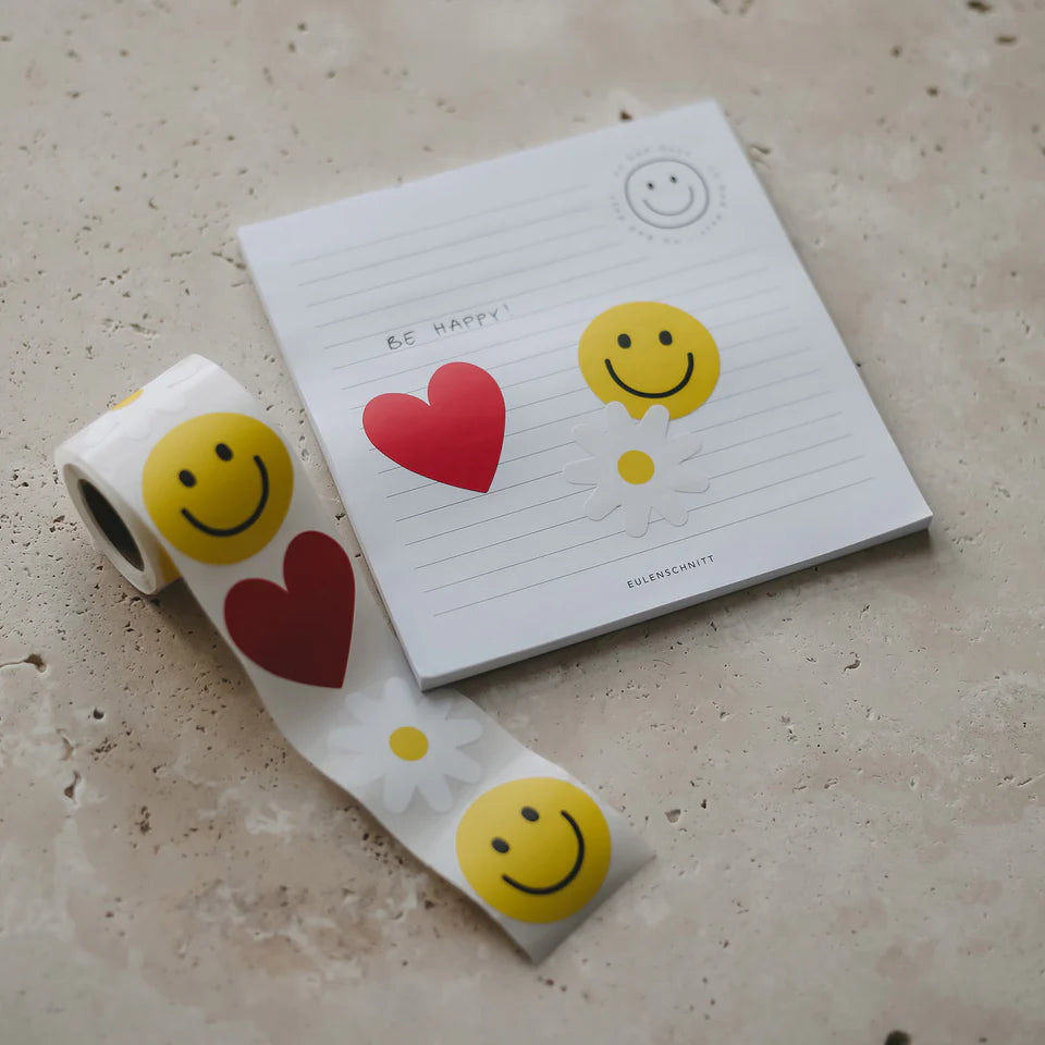 Aufkleber, Sticker Rolle (Smiley, Herz, Daisy)