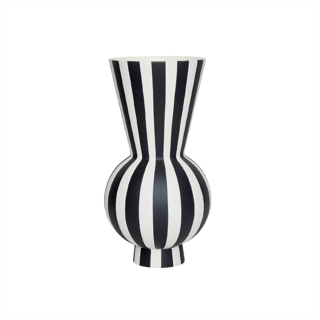 Toppu Vase Round | Schwarz Weiß Gestreift
