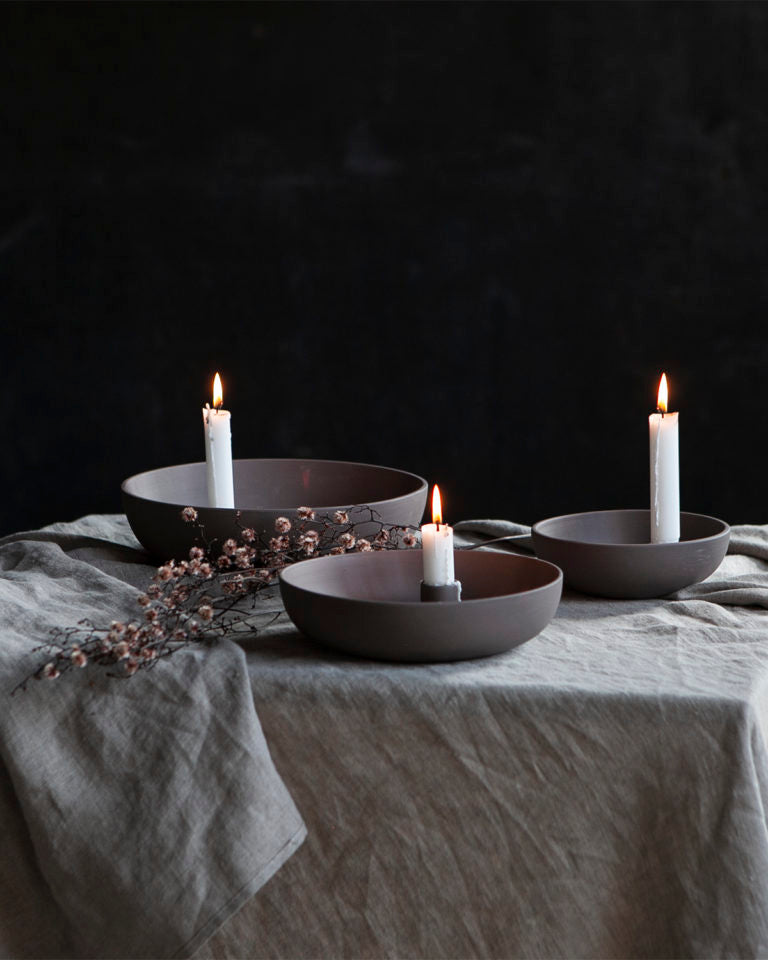 Kerzenhalter aus Keramik | braun S