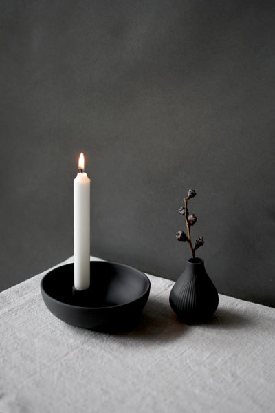 Kerzenhalter aus Keramik | dunkelgrau S