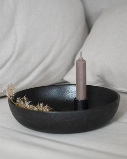 Kerzenhalter aus Keramik | schwarz L