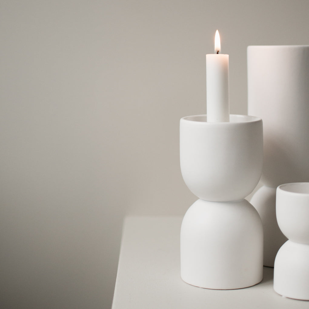 Kerzenhalter aus Keramik | weiß