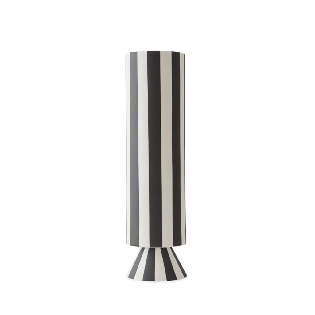Toppu Vase High | Schwarz Weiß Gestreift